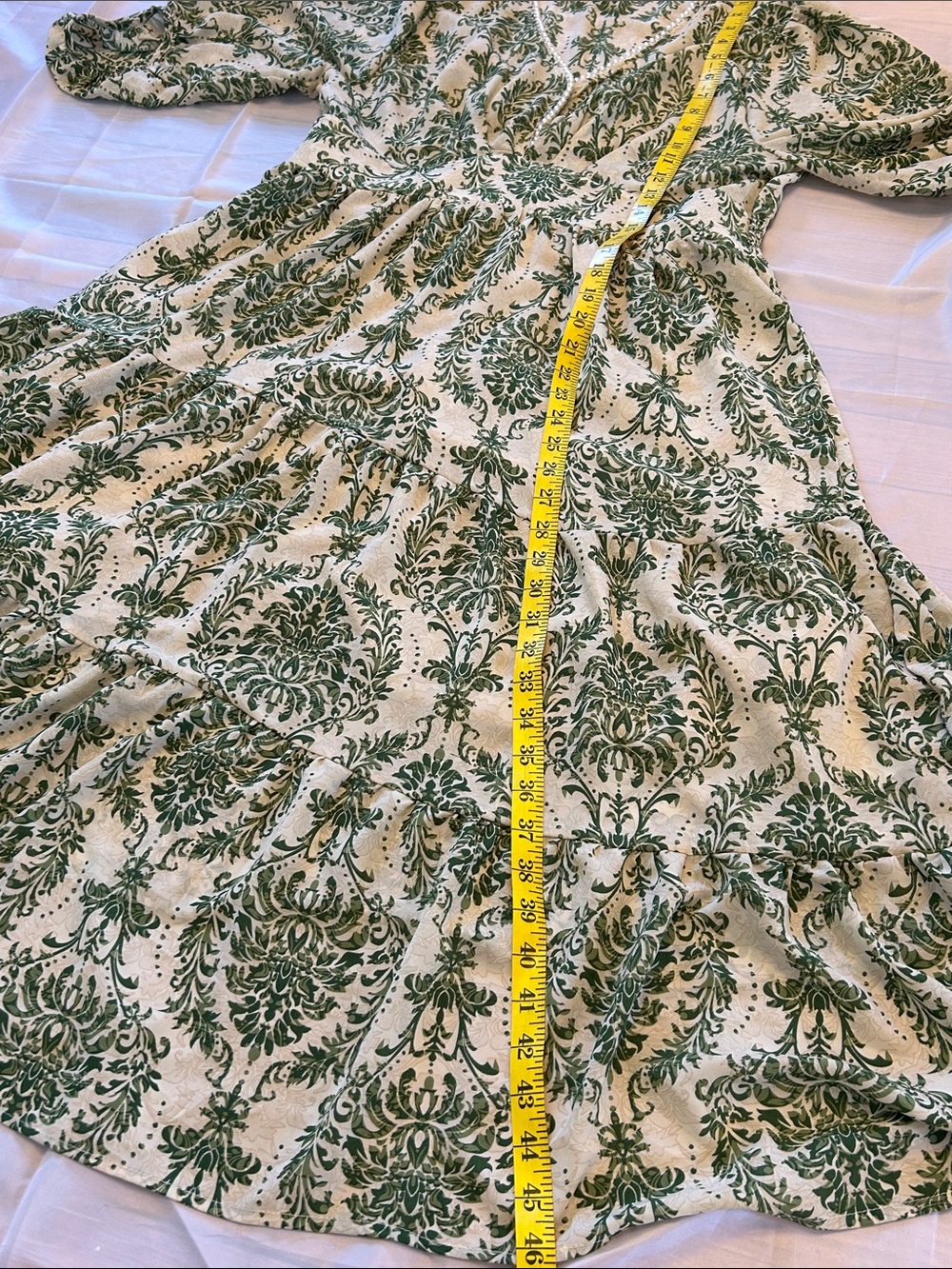 Green Damask Print Maxi Dress for Women - Picture 14 of 16